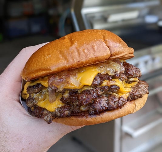 BBQ Smash burger with cheese