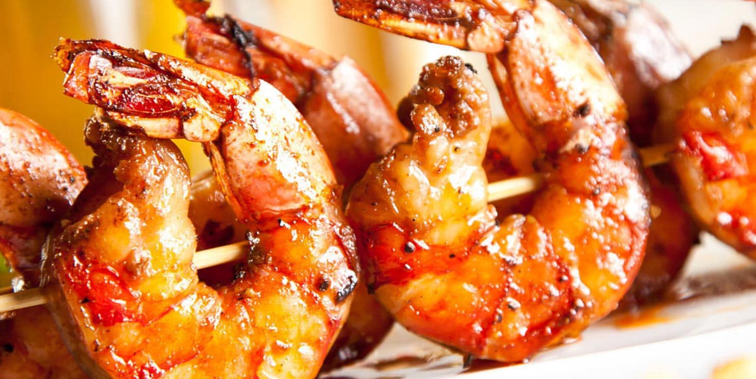 BBQ King Prawns with Chilli, Lemon and Herb Pesto