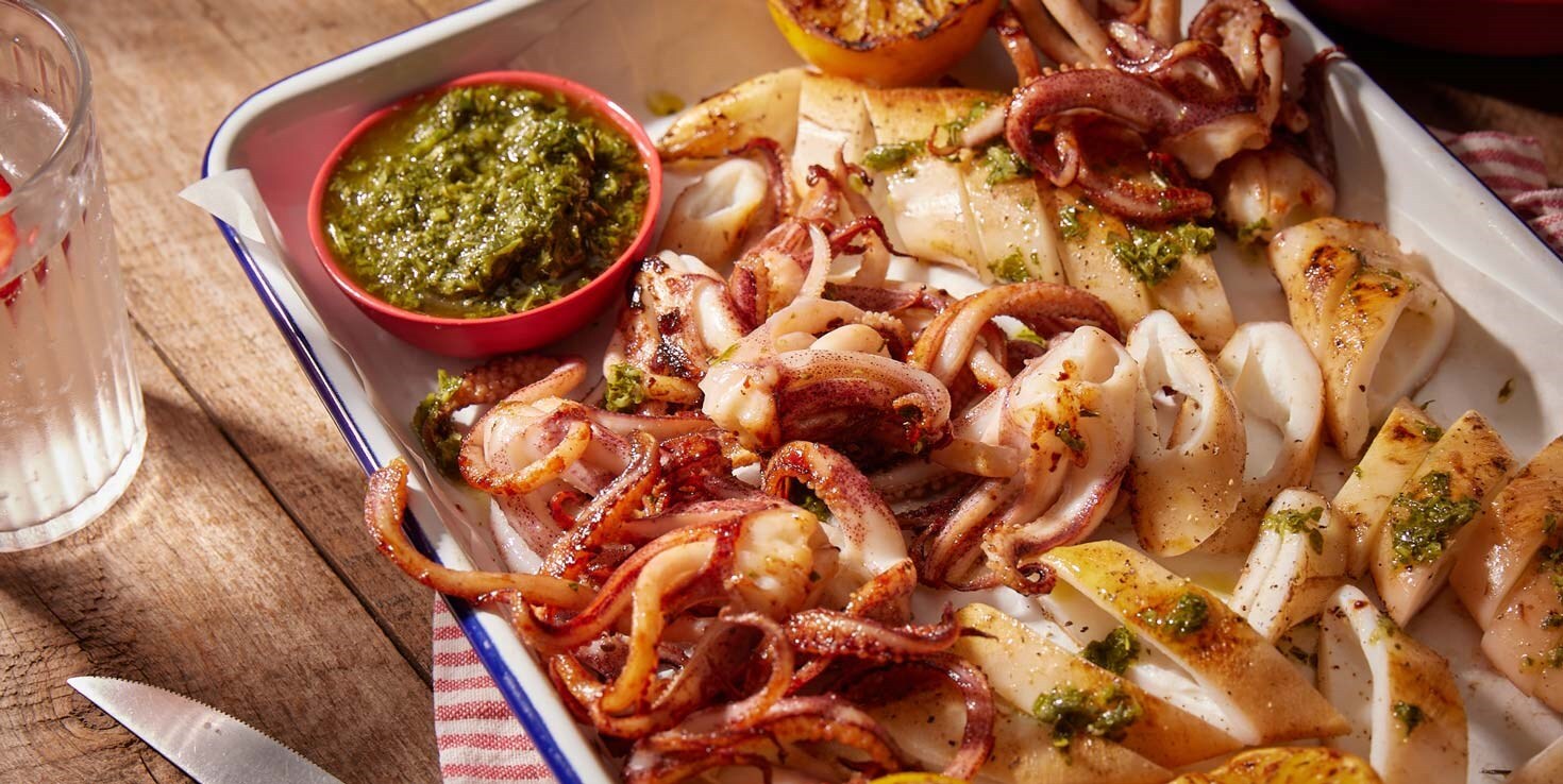 Grilled Calamari with Salsa Verde