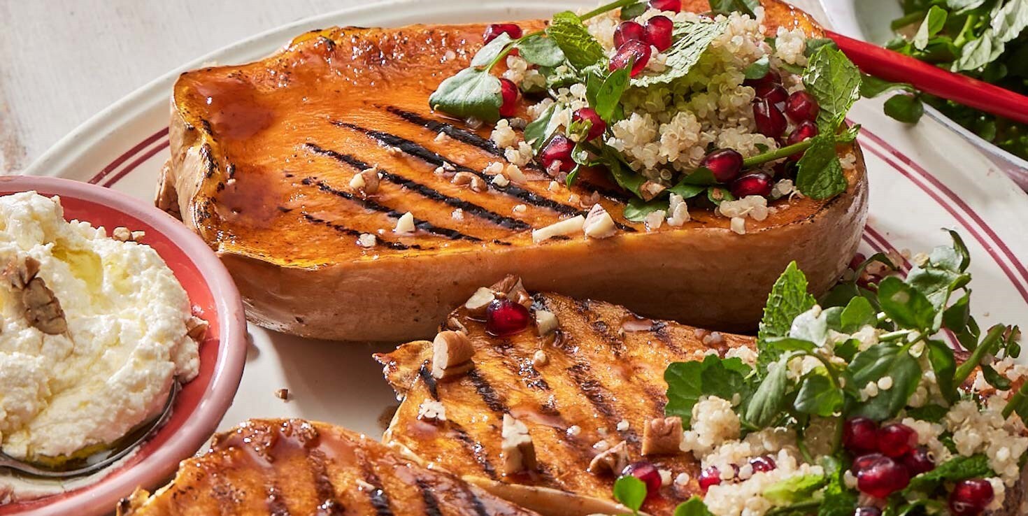 Maple glazed Butternut Pumpkin with Quinoa salad