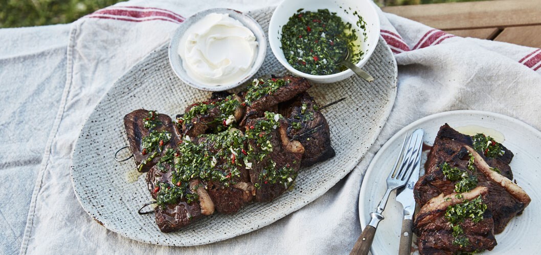 Skewered-rump-with-chimichurri-sauce